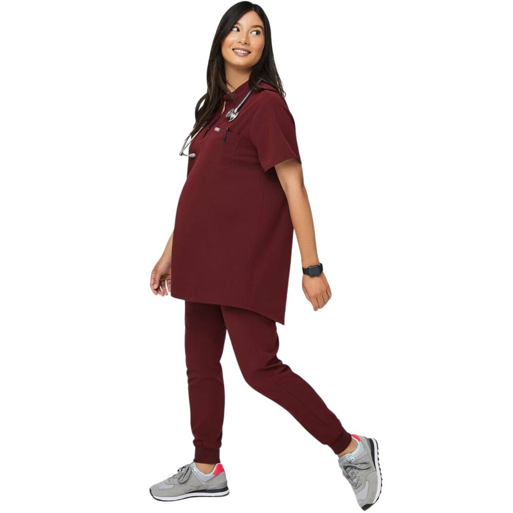 FIGS Kitale Maternity Scrub Top Women’s XS Burgundy Red 1901 Stretch Pregnancy